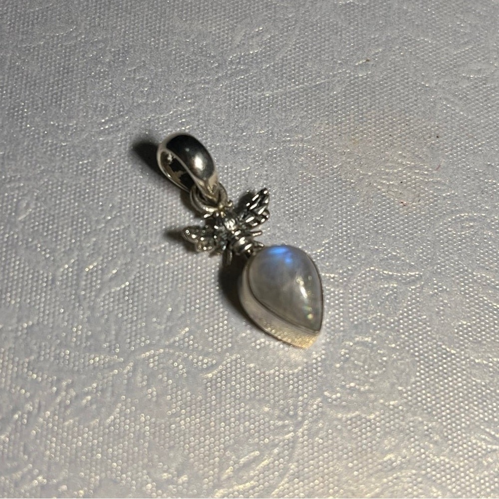 Elegant Silver Angel Pendant with Moonstone